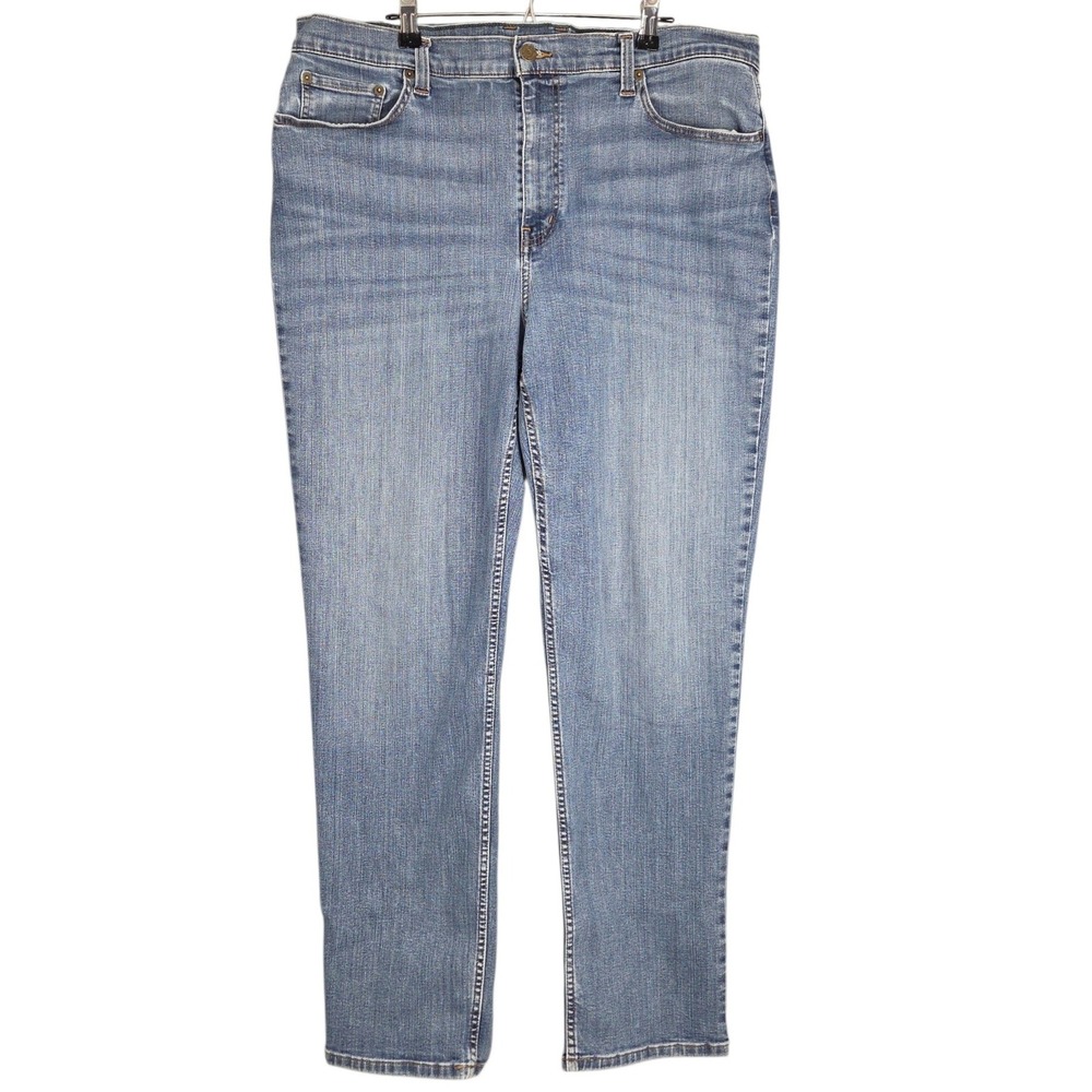 LL Bean Flex Jeans Men 40x32 Straight Natural Fit Medium Wash Blue Denim Stretch